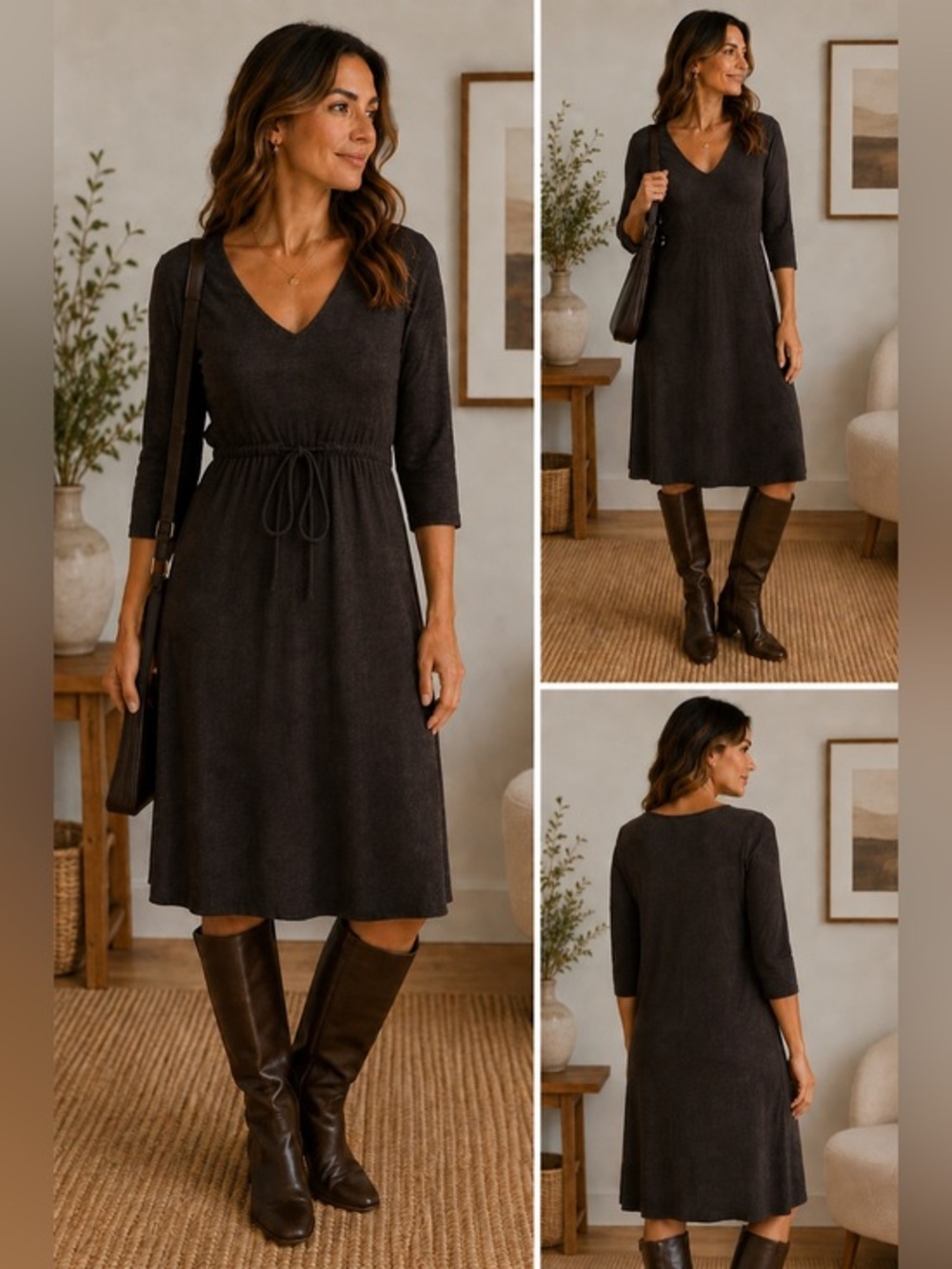 Eileen Fisher Merino Wool Knit Dress Size M Minimal Sustainable Elevated Basic